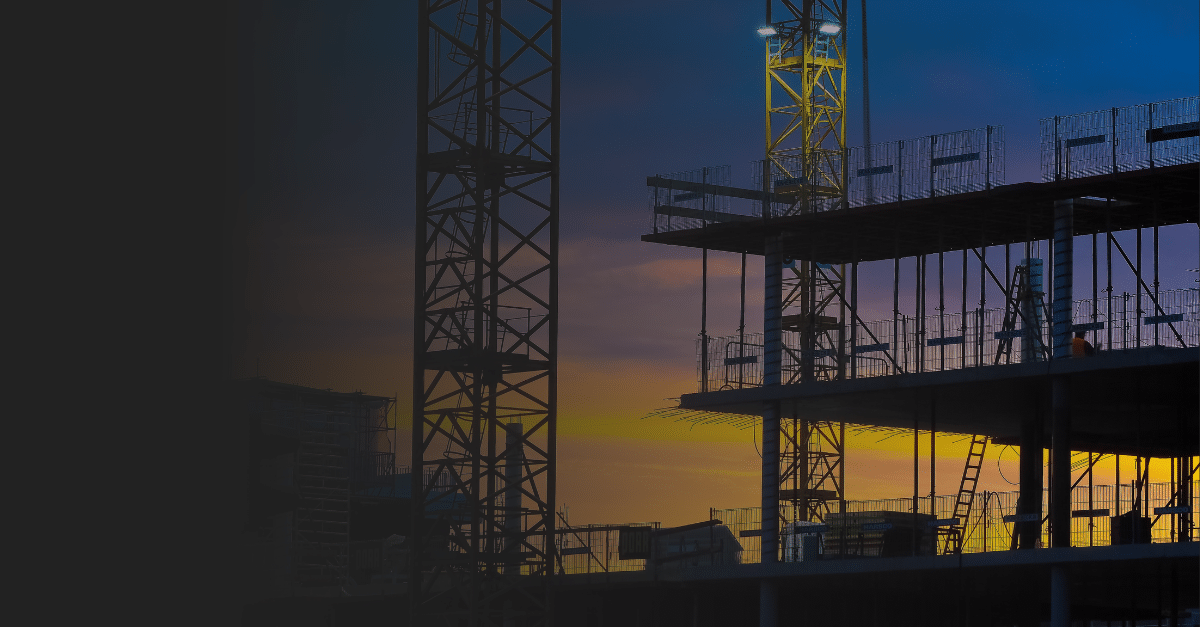 Construction layouts at sunset