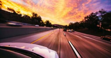 Vehicle Travelling Down A Freeway