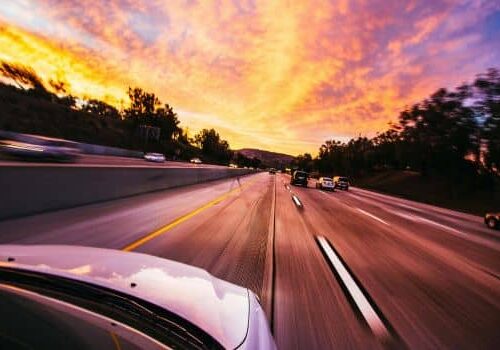 Vehicle travelling down a freeway