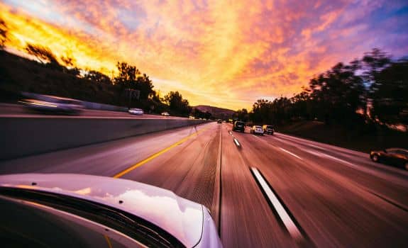 Vehicle travelling down a freeway