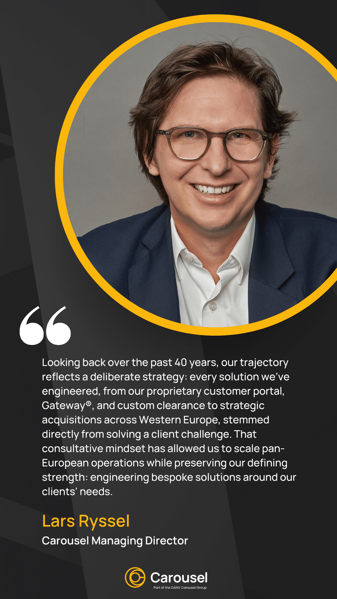 Headshot of Carousel's Managing Director and his quote